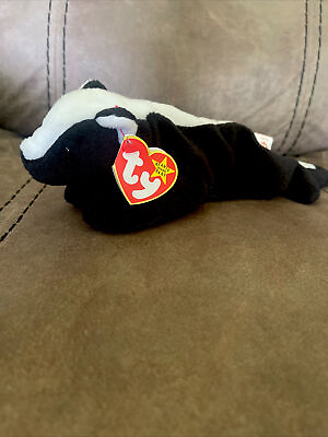 #ad 1995 Ty Original Beanie Baby quot;STINKYquot; the Skunk Style 4017 P.V.C. Pellets Errors $8995.00