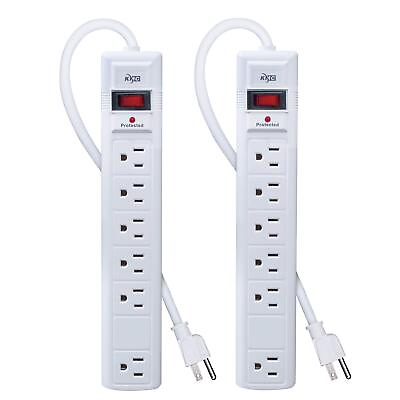 #ad 6 Outlet Surge Protector Power Strip 2 Pack 1200 Joules 6ft Cord Adapter ... $32.97
