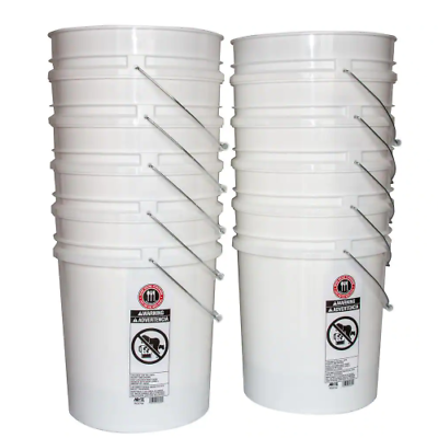 #ad 5 Gallon Plastic Bucket Heavy Duty White Paint Pail Storage Buckets 10 Pack $44.95