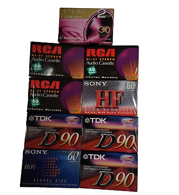 #ad 10 Blank Casettes RCA TDK SONY RADIOSHACK 30 60 90 HI FI Audio High Fidelity $19.95