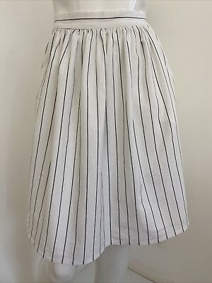 #ad Rusty 10 Black White Stripe Pure Cotton A Line Skirt Pockets Surf Summer AU $29.00