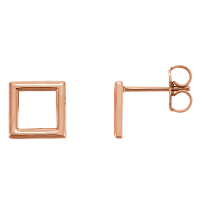 #ad 8mm 5 16 Inch Polished 14k Rose Gold Small Square Post Earrings $361.98