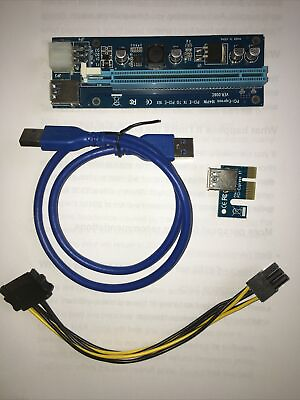 #ad PCI E 1xto16x Powered USB3.0 Molex 4pin GPU Riser Ext.Adapter Card. $6.50