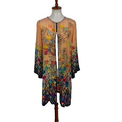 #ad ChenOne Women’s Kimono Small 100% Silk Long Sleeve $28.50