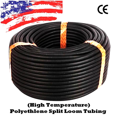 #ad 20 Ft 1 2quot; Split Wire Loom Conduit Polyethylene Tubing Black Color Sleeve Tube $10.95