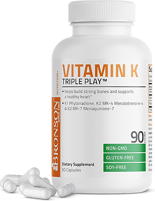 #ad Vitamin K Triple Play Vitamin K2 MK7 Vitamin K2 MK4 Vitamin K1 Full Spectr $17.46
