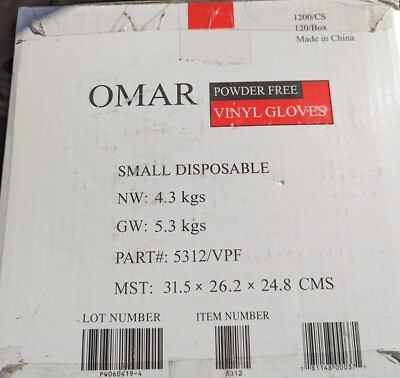 #ad 1 Case of 1200 Omar Powder Free Vinyl Gloves 10 Boxes 120 Each Box Small $79.99