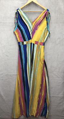 #ad New York amp; Company Maxi Dress Size Large Colorful Sleeveless Side Split $18.05