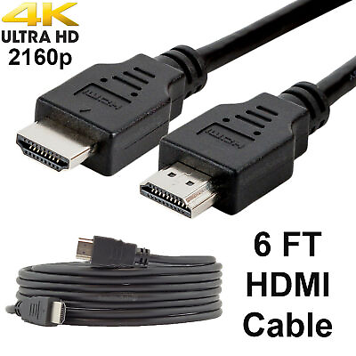 #ad SatelliteSale Digital High Speed 1.4 HDMI Cable PVC 2160p Black Cord 6 feet $3.95