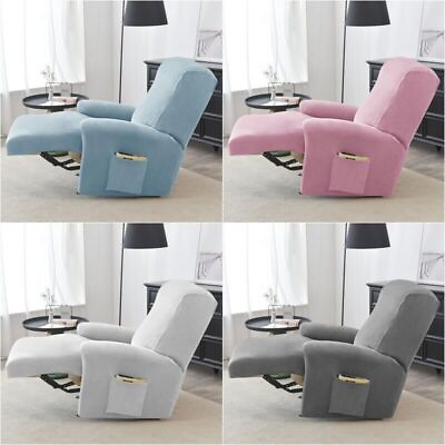 #ad 1 Seater Velvet Elastic Recliner Relax Chair Cover Slipcovers Armchair Protector $47.32