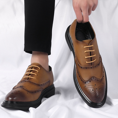 #ad Mens Lace Up Dress Wedding Court Leather Shoes Brogue Formal Business Oxfords $68.11