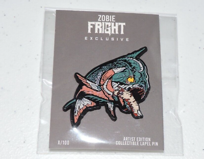#ad Piranha Collectible Enamel Lapel Pin Zobie Fright Limited x 100 Horror NEW $15.99