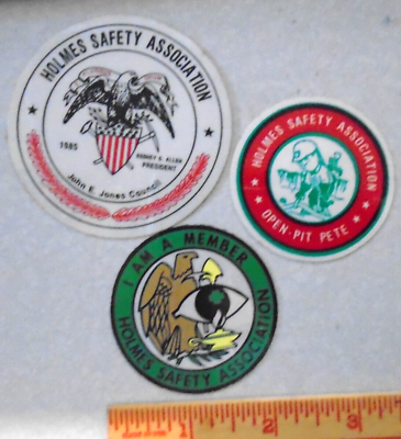 #ad Lot of 3 Vintage Mining Miner Sticker Hardhat Decals Holmes Safety Association $8.99