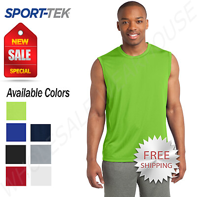 #ad Sport Tek Mens Sleeveless Dri Fit Moisture Wicking Muscle T Shirt M ST352 $9.98