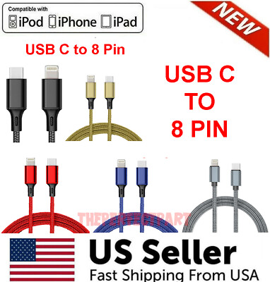 8 Pin to USB C Charger Cable For iPhone 12 13 Pro Max Macbook Fast Charging Cord $5.99
