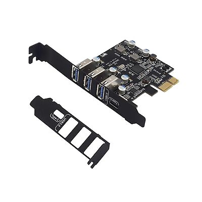 #ad PCI E to USB 3.0 4 Ports 1 X USB C 3 X USB A Expansion Card PCI Express U... $44.41