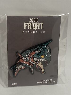 #ad Piranha Collectible Enamel Lapel Pin Zobie Fright Limited 82 100 Horror NEW $18.00