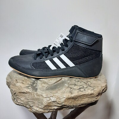 #ad NWT Adidas HVC K Youth Wrestling Shoes Black White AQ3327 Size 1.5 $42.00
