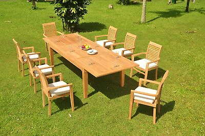 #ad A Grade Teak 9pc Dining 122quot; Caranas Rectangle Table Mas Stacking Arm Chair Set $3310.83
