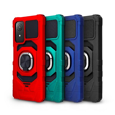 #ad For ATamp;T Maestro 3 Case Shockproof Ring Stand Phone Cover w Tempered Glass $10.95