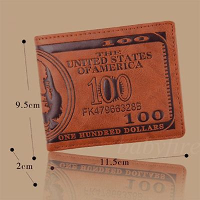 #ad Men 100 Dollar Bill Leather Bifold Card Holder Wallet Handbag Purse Best US Gift $6.99