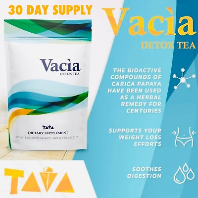 30 DAY SUPPLY 30 SATCHES TAVA VACIA DETOX TEA LOSE A POUND A DAY REAL RESULTS $54.89