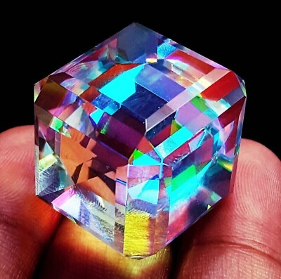 #ad Certified 175 Ct Natural Cube Cut Rainbow Color Mystic Quartz Loose Gemstone $34.75