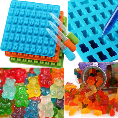 #ad 53 Cavity Silicone Gummy Bear Chocolate Mold Candy Maker Ice Tray Jelly Moulds $6.42