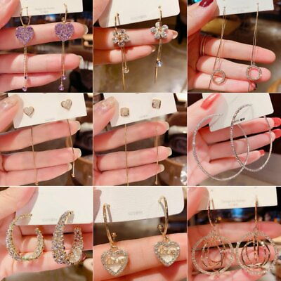#ad Fashion Long Tassel Crystal Drop Dangle Earrings Stud Women Wedding Jewellery GBP 2.29