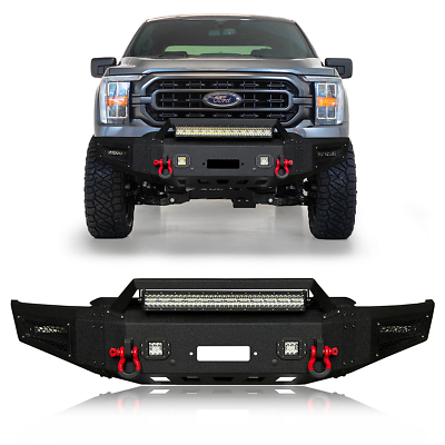 #ad For 2021 2023 Ford F150 Used Front Bumper Black w Winch Plate LED Lights $465.98