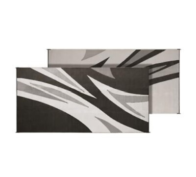 #ad Faulkner 46341 8#x27; x 20#x27; Black Grey Summer Wave Reversible Design Patio Mat $164.00