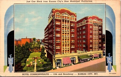 #ad Vintage Postcard Hotel Commonwealth Kansas City Missouri MO 1943 Y025 $14.95
