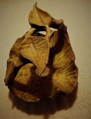 #ad Large Hand Carved Burl Wood Basket Bowl Boho Art Tree Root Trunk $75.00