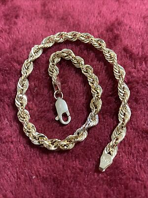 #ad 9 Inches 3.9 Grams 4mm 10 Kt Yellow Gold Rope Bracelet Sale $266.00