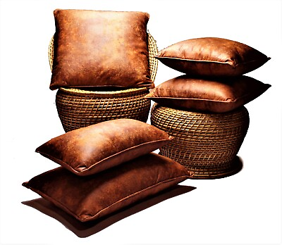 #ad Set of FIVE Leather Look Polyester fabric with felt luxury cushion covers only $165.00