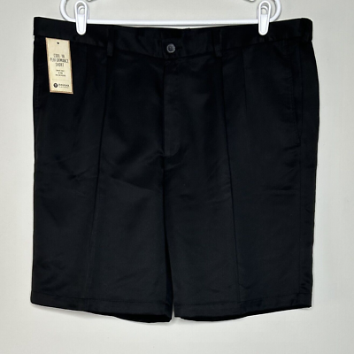 #ad Haggar Bermuda Dress Shorts Men#x27;s 42 Stretch Pleated Cool Performance Black NWT $20.99
