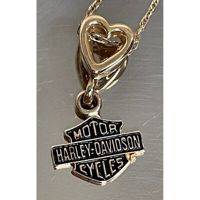#ad YELLOW GOLD HARLEY DAVIDSON PENDANT NECKLACE SKY $148.50