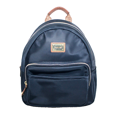 #ad CALVIN KLEIN Navy Blue Nylon Zip Backpack Gold Hardware Carry H6DKE5HH $43.68
