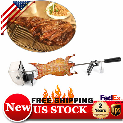 #ad 52.5quot; Electric Rotisserie BBQ Grill Roaster Spit Rod Camping Chicken Motor Rod $50.87