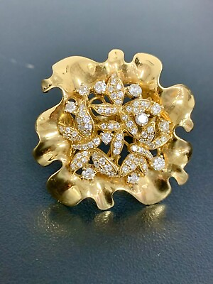 #ad Cert. UNIQUE 18K Yellow Gold Natural Round Cut 1CT Diamond G VS Cluster Ring 6.5 $2200.00