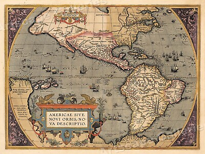 #ad 1598 New World Historic Vintage Style Decorative Wall Map 20x28 $17.95