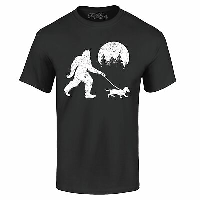 #ad Bigfoot Walking Wiener Dog T shirt Funny Sasquatch Dachshund Shirts $17.27
