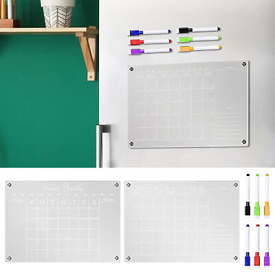 #ad 1* Acrylic Clear Magnetic Dry Erase Board Calendar for Refrigerator $13.83
