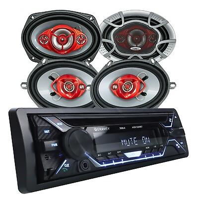 #ad Gravity 200w Car Audio CD Player AM FM Bluetooth Receiver 4x Speakers 6X9 6x8 $124.99