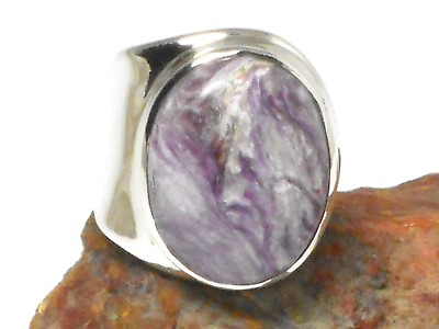#ad Large Adjustable Purple CHAROITE Sterling Silver 925 Ring $145.00