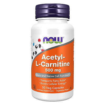 #ad NOW FOODS Acetyl L Carnitine 500 mg 50 Veg Capsules $11.50