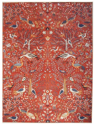 #ad Modern Red Bird Design Machine Washable Rug Built in Padding Multiple Sizes $167.40