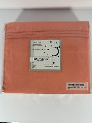 #ad Honeymoon Home Fashion Easy Care Twin Bed Sheet Set Coral NIB $12.99