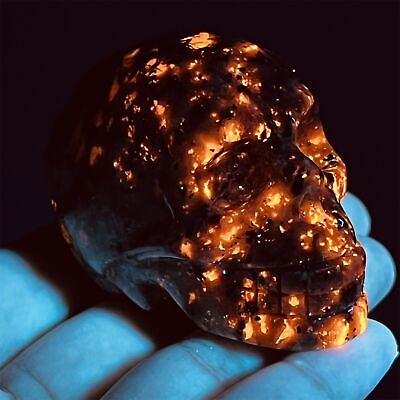#ad Yooperlite Flame Skull Stone Quartz Natural Crystal Carved Decor Specimen Fossil $12.75
