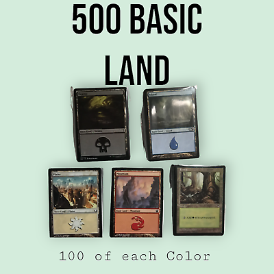 #ad MAGIC The Gathering MTG Basic Land lot of 500 100 of each color Bulk $24.99